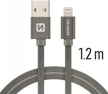 Kabllo karikimi Swissten Textile Fast Charge 3A Lightning, 1.2m, e hirtë