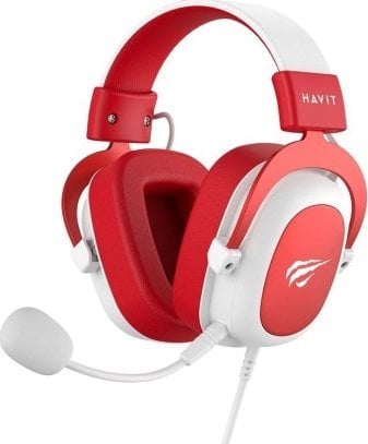 Kufje gaming Havit H2002d, stereo, me mikrofon, të bardha të kuqe