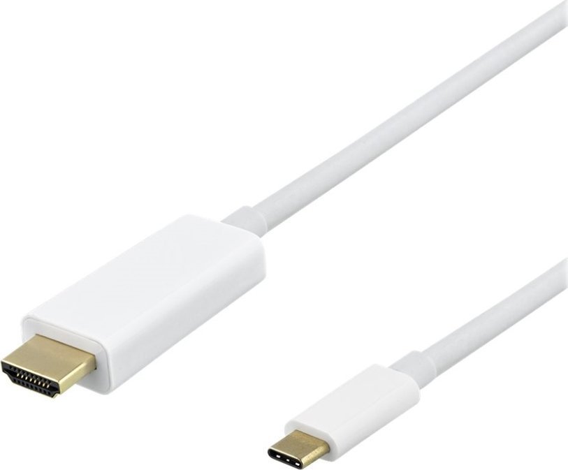 Kabllo video Deltaco USB C në HDMI, 4K UHD, 2m, e bardhë