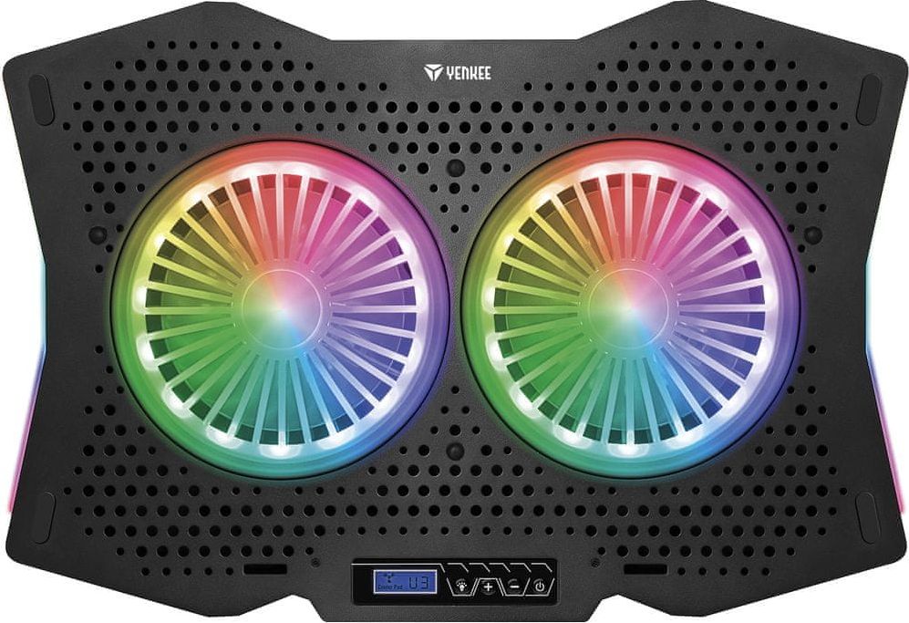 Ладечка подлога за лаптоп Yenkee YSN 310, до 15.6", 2 вентилатори, RGB, црна