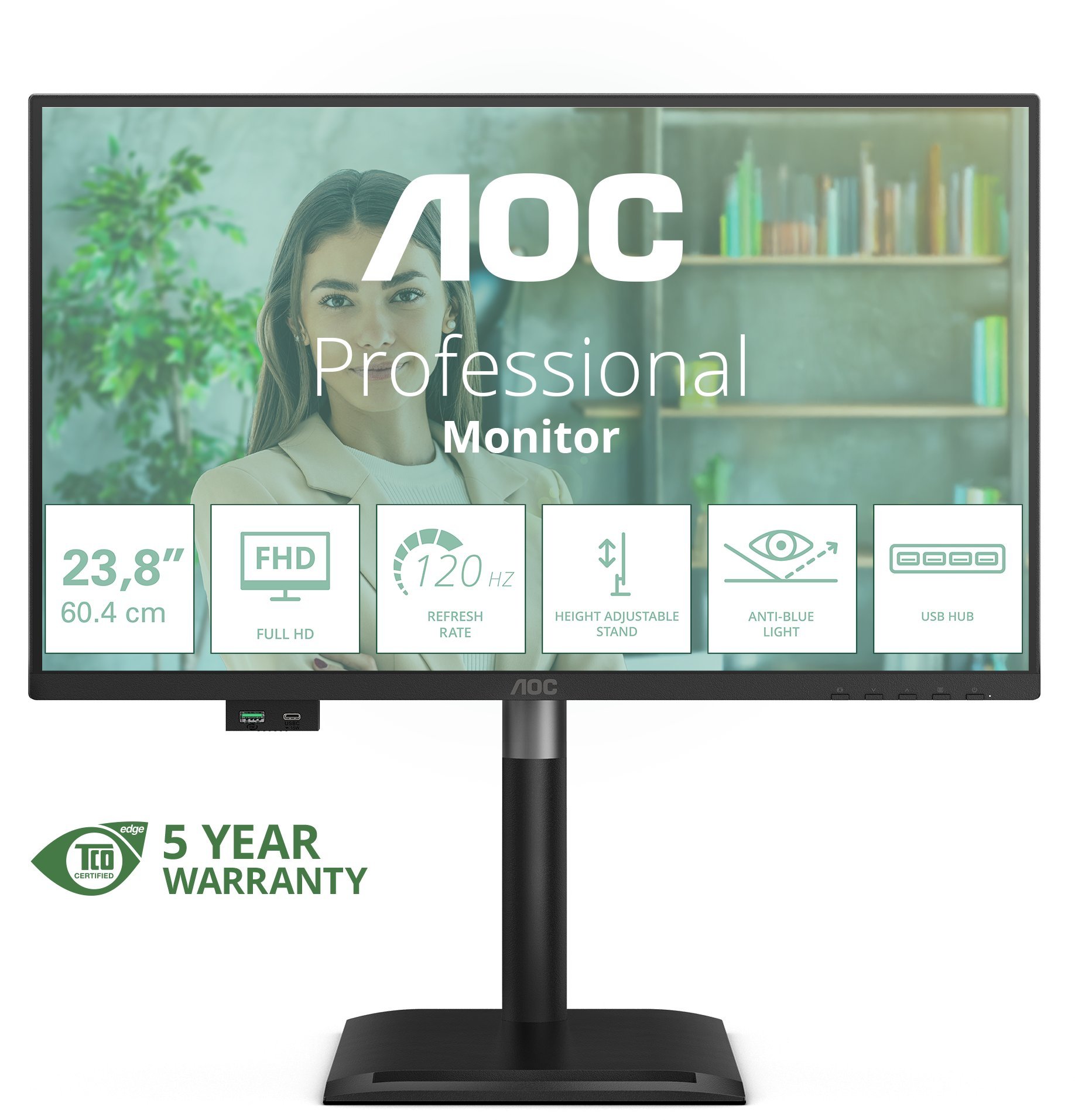 Monitor AOC 24P4U, 23.8", Full HD 1920x1080, i zi