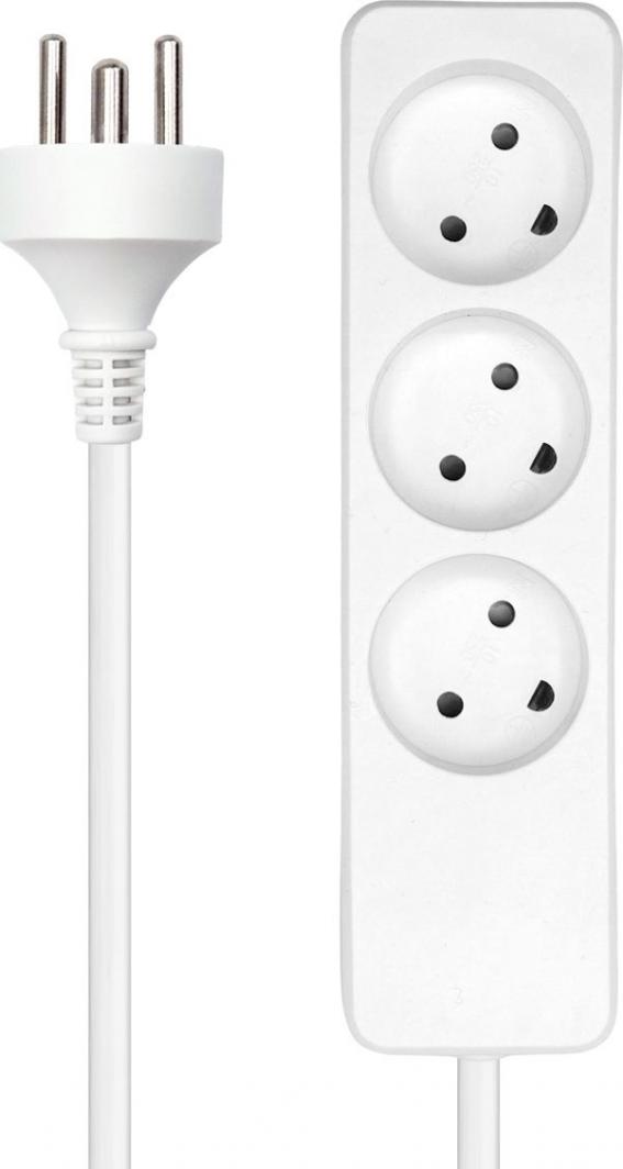 Kabllo vazhduese ProXtend Danish, 3 priza, 4 m, e bardhë