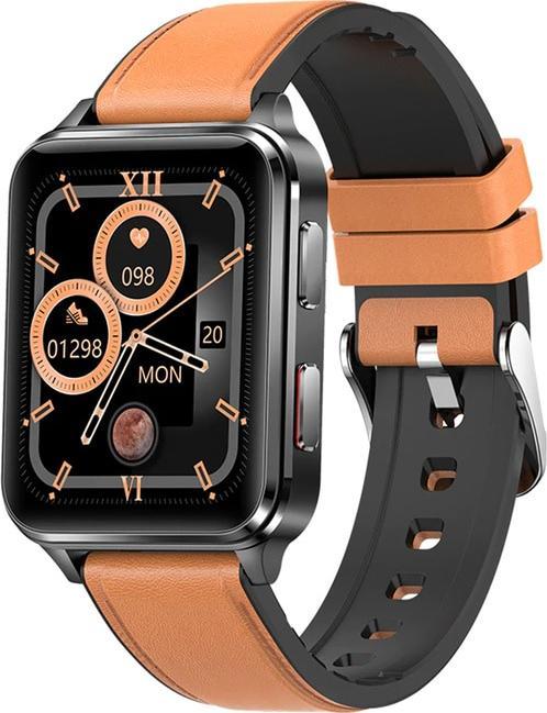 Smartwatch Kumi KU5 Pro, 1.91", matje tensioni dhe temperature, i zi kafe