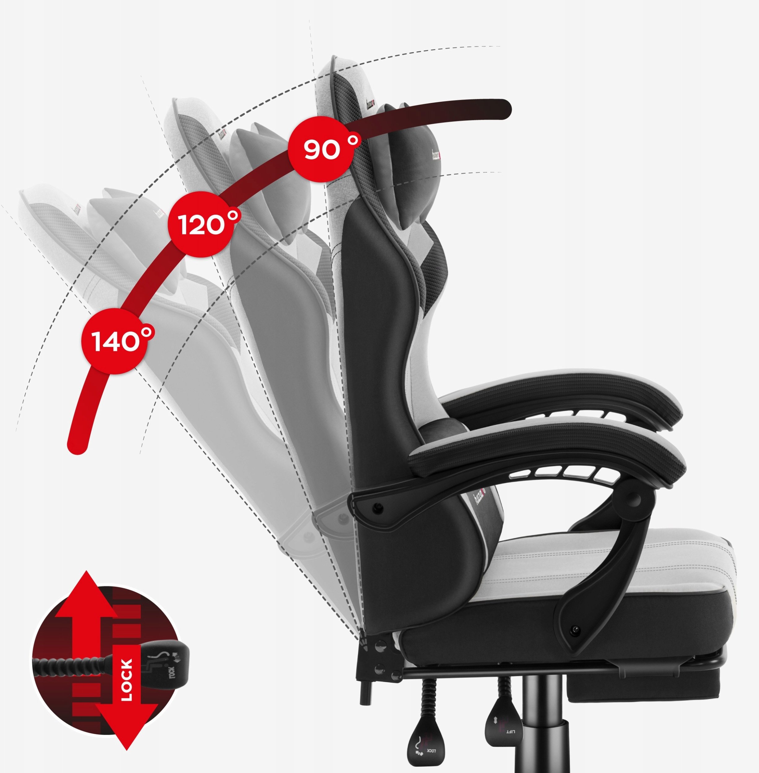 Karrige gaming Force 3.7, ergonomike, me jastëkë, gri blu e bardhë