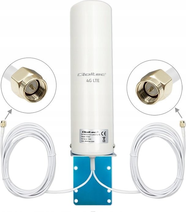Надворешна антена 4G LTE Qoltec DUAL, 5 dBi, оминидивидуелна, бела