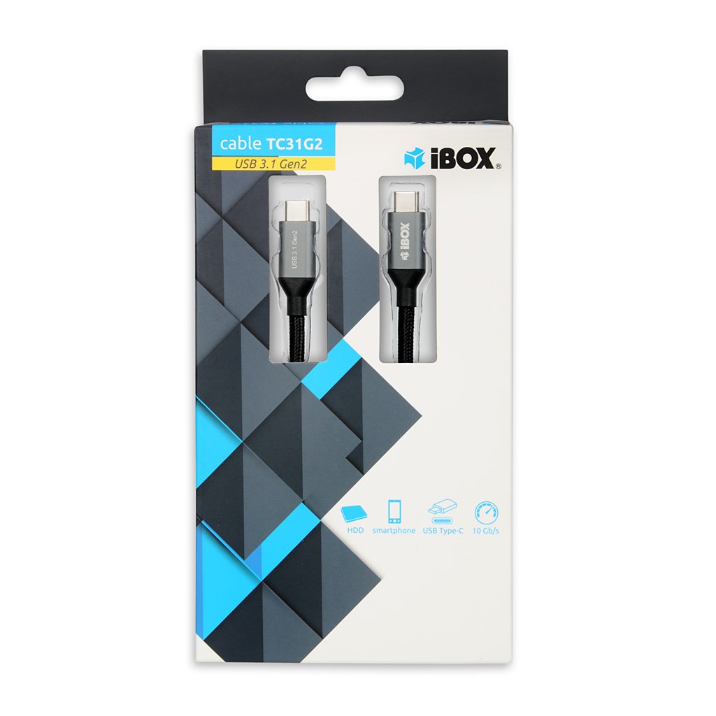 Kabllo iBOX, USB C / USB C, 1 m, e zezë