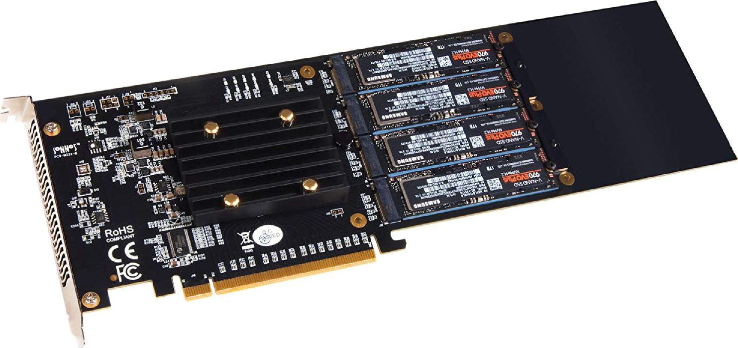 Kartë zgjeruese Sonnet SO-FUS-SSD-4X4-E3S, PCIe 3.0 x16, 4x M.2 NVMe, pa zhurmë