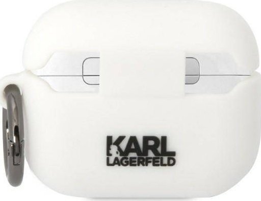Kuti mbrojtëse Karl Lagerfeld Karl & Choupette, silikon, për AirPods Pro, e bardhë