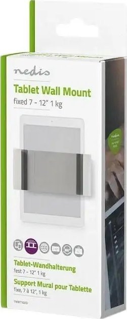 Mbajtës mural universal për tablet, 7–12", rrotullim 360°, i bardhë gri