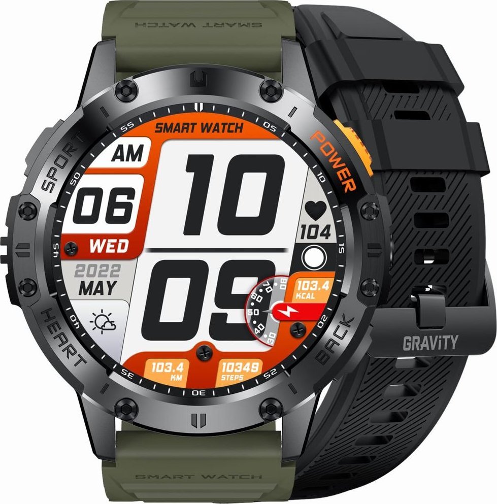 Ora inteligjente Gravity GT22-5, ekran 1.43" AMOLED, Bluetooth, e zezë
