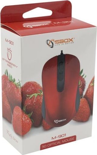 Maus SBOX M-901R, 1000dPi, i kuq/zi