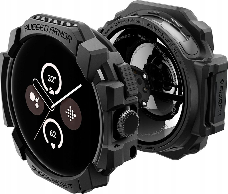 Mbrojtëse ore Spigen Rugged Armor për Google Pixel Watch 3 2 1 41mm, silikoni, e zezë mat