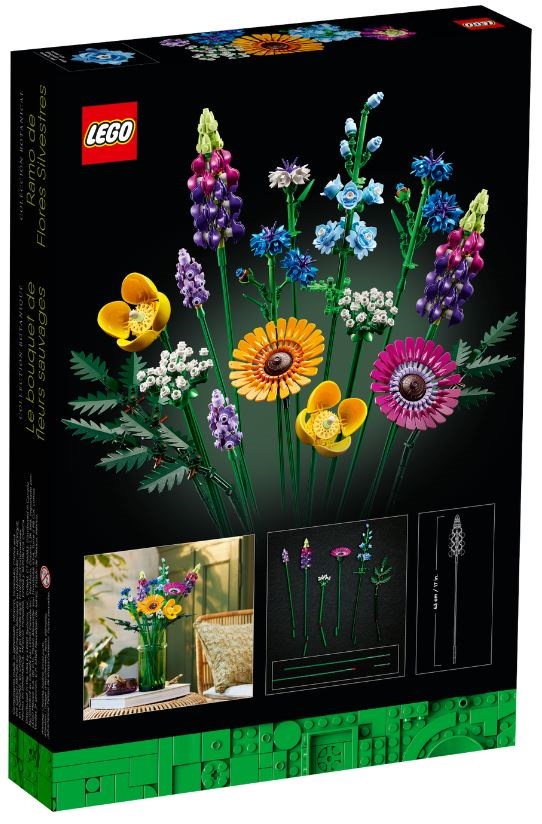 Set LEGO Icons Wild Flower Bouquet 10313, buqetë lulesh dekori, shumëngjyrëshe