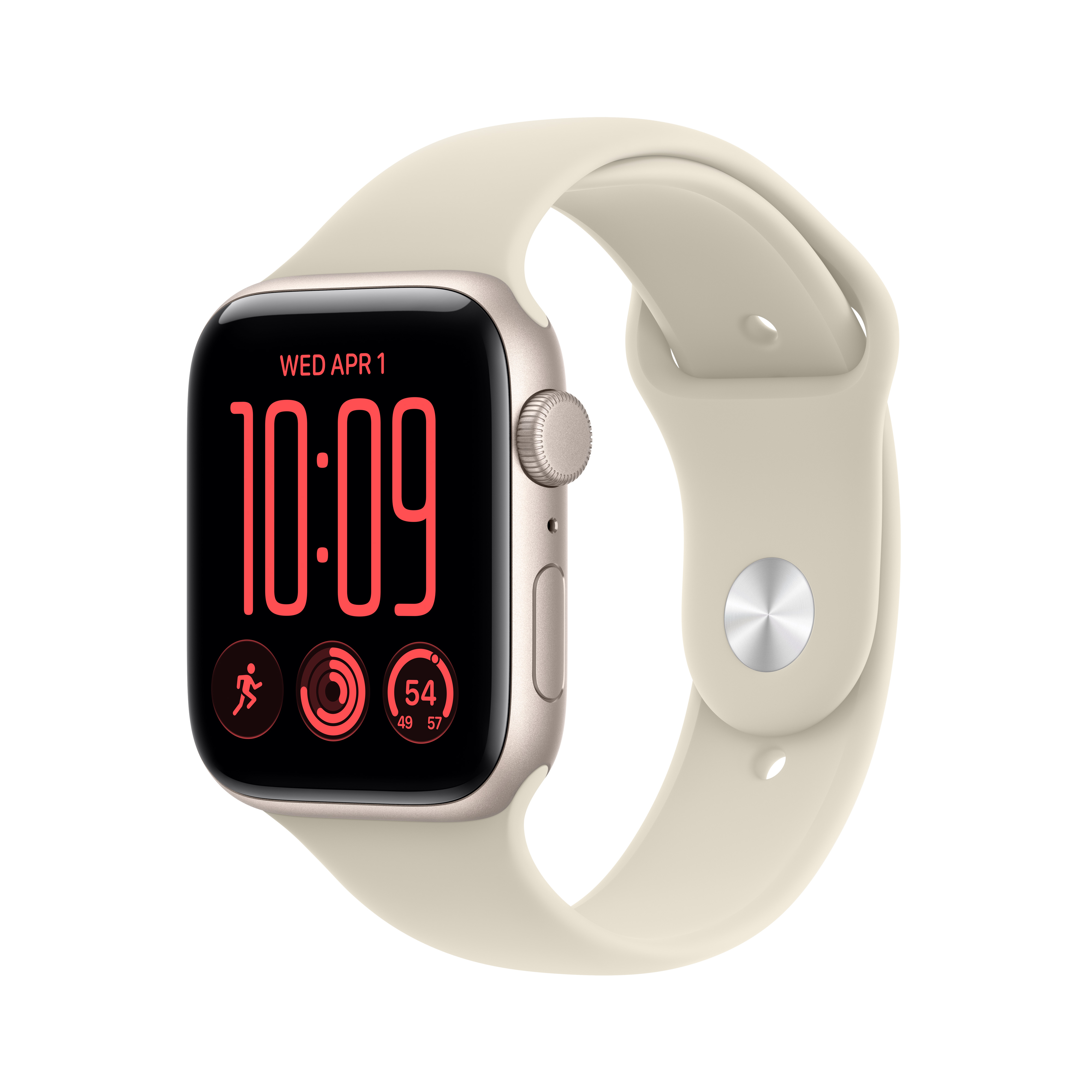Apple Watch SE3 v2 GPS 44mm Starlight Aluminum Case with Sand Sport Band, S/M