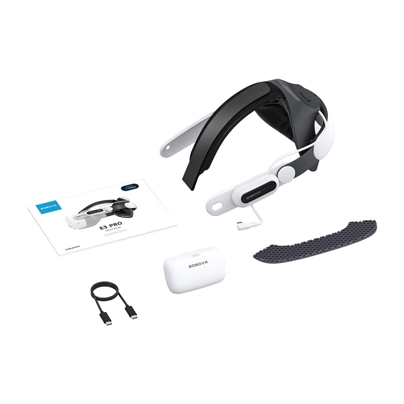 Rrip VR BOBOVR E3 Pro Elite, bateri 10000mAh, audio 3.5mm, i bardhë