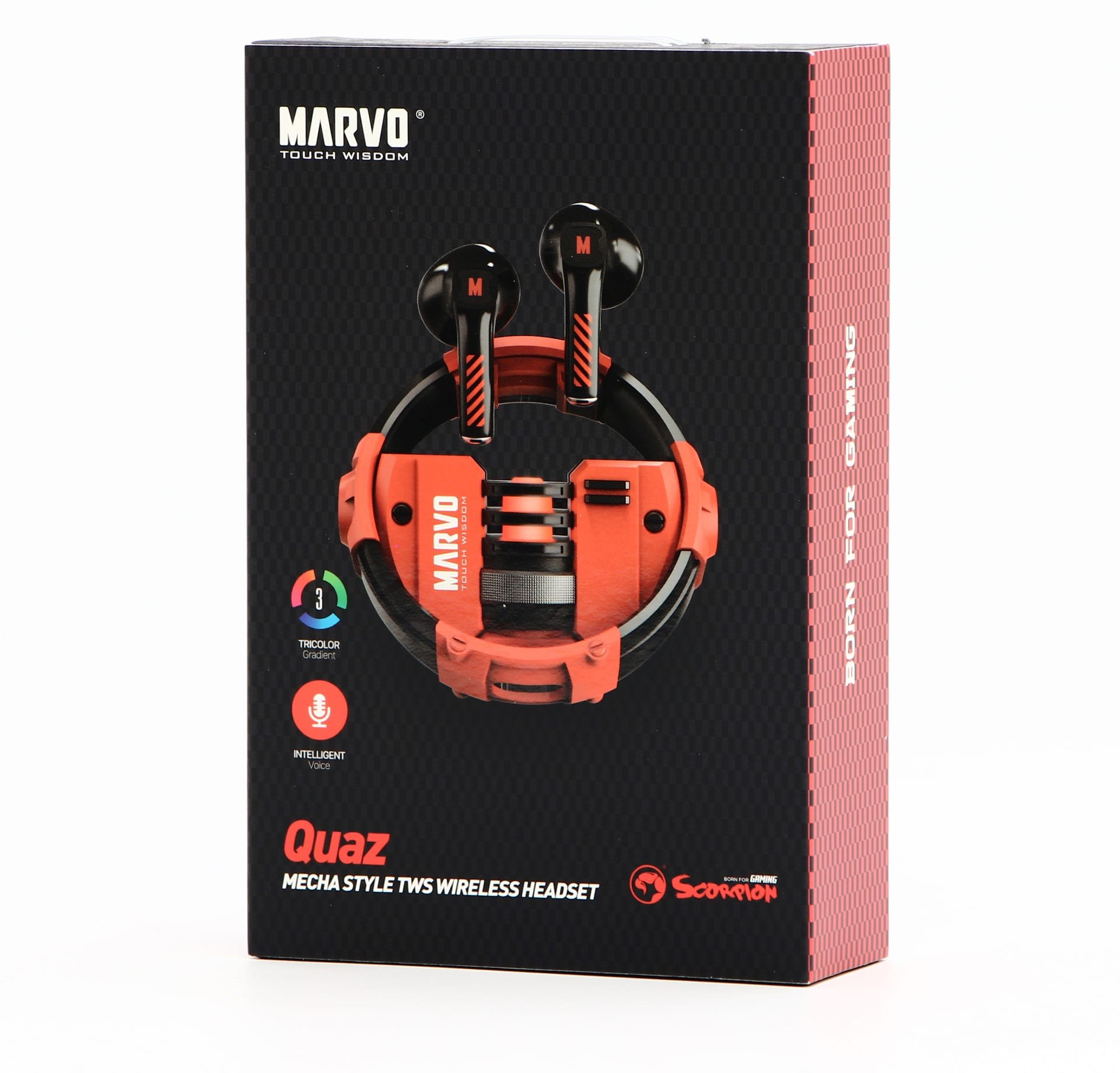 Kufje TWS Marvo QUAZ, Bluetooth 5.3, kuti metalike me USB C, të zeza