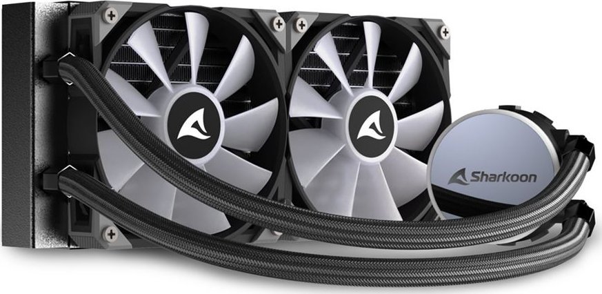 Ладилник за вода за процесор Sharkoon S70 RGB, радијатор 240 mm, два RGB вентилатори, црн