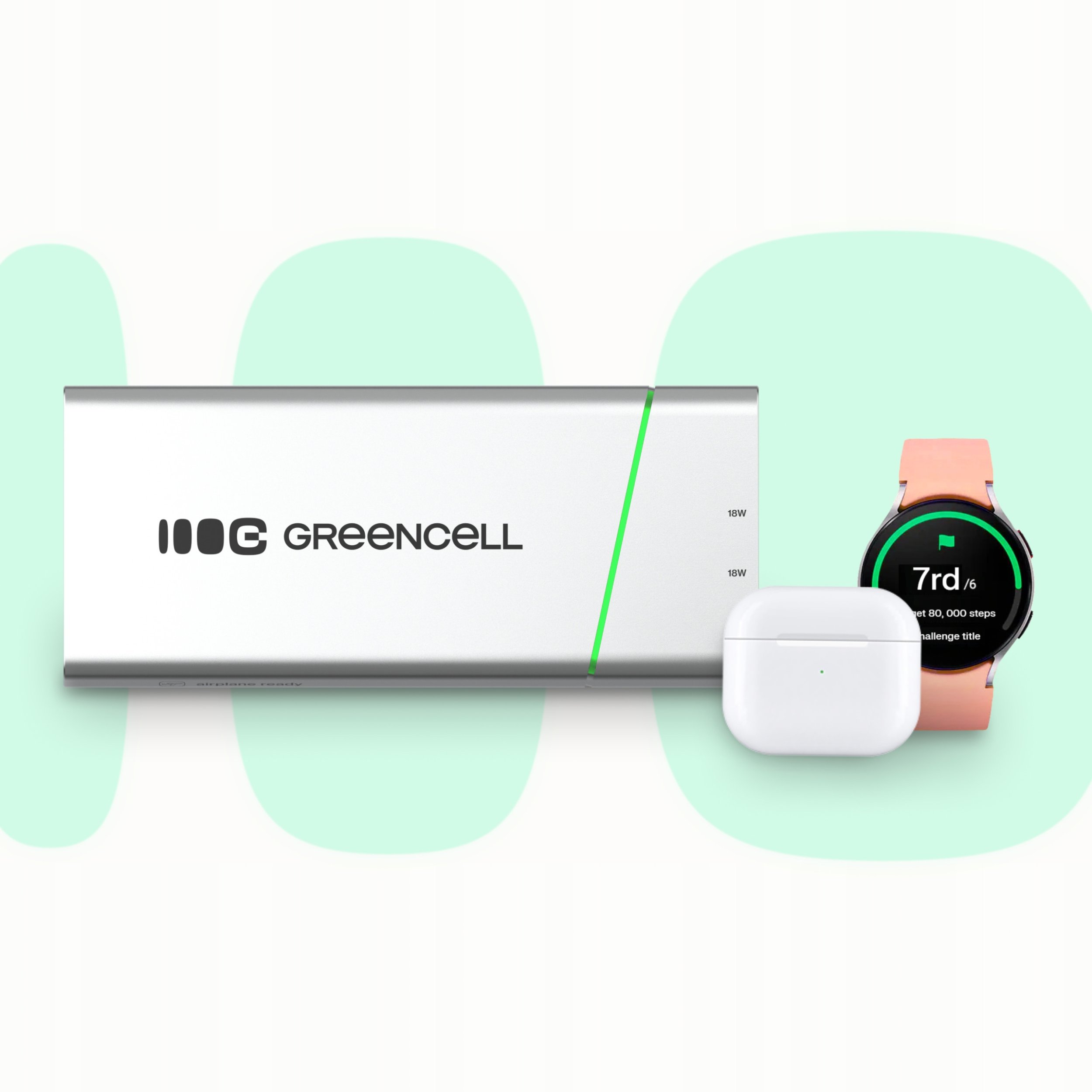 Powerbank Green Cell PowerPlayPro, 20800mAh, 65W, сребрена