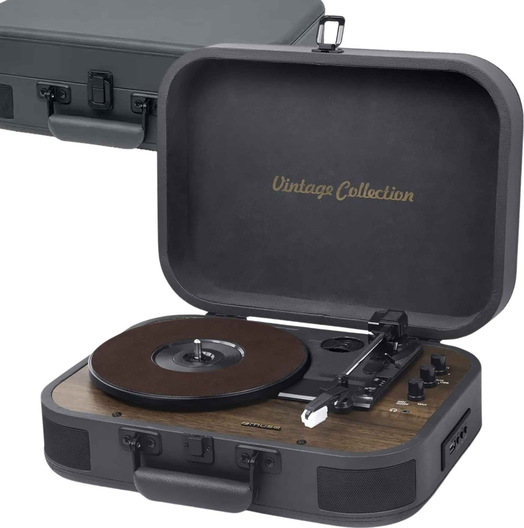 Gramafon Muse TURNTABLE MT-207 DGB, 3 shpejtësi, USB dhe Bluetooth, i zi