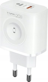 Karikues 3 në 1 T-phox T-PP20 GaN, 20W, wireless për Apple Watch, i bardhë