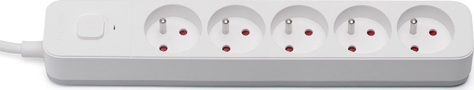 Shtekerlistë me mbrojtje nga mbingarkesa Savio SAVLZ-10, 5 dalje, kabllo 5 m, e bardhë