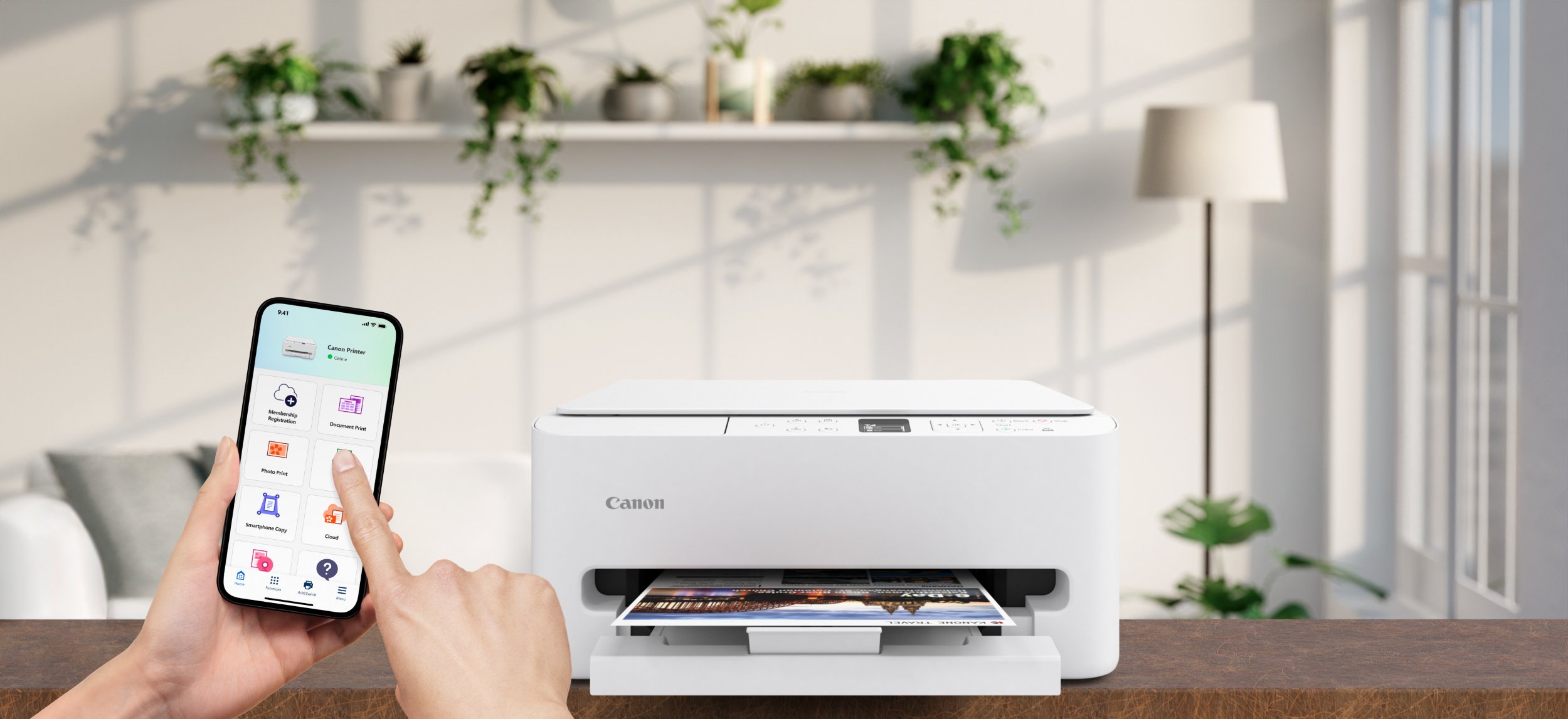 Printer multifunksional Canon PIXMA TS6550i, me ngjyra, Wi‑Fi, i bardhë