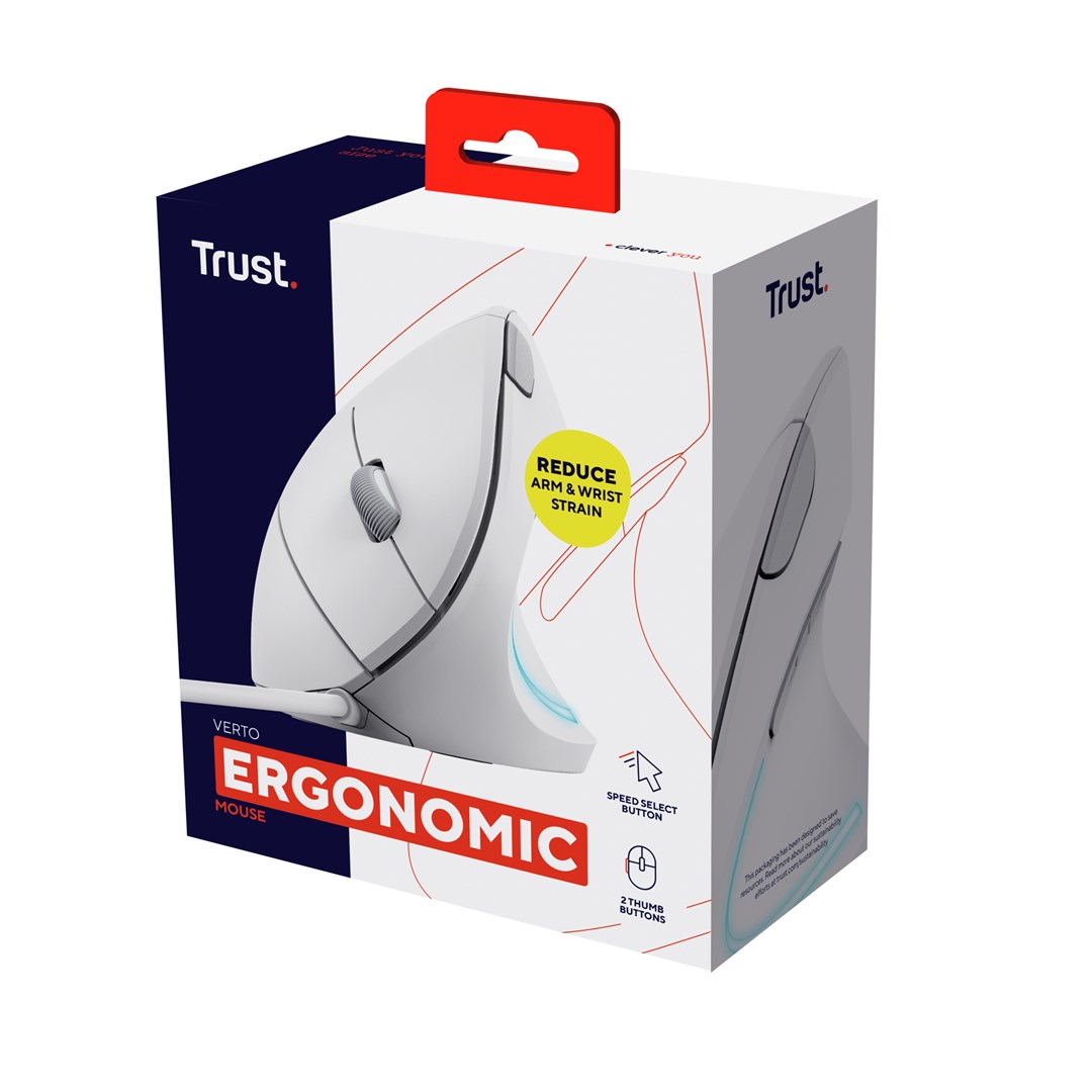 Maus Trust Verto, USB Type-A, i bardhë
