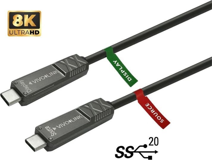 Kabllo USB Vivolink PROUSBCMM10OP, USB C në USB C, 10 m, e zezë
