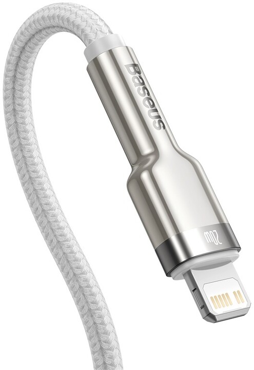 Кабел BASEUS кабел Cafule Series, USB-C - Lightning, M/M, полнење, податоци, 20W, 2m, бел