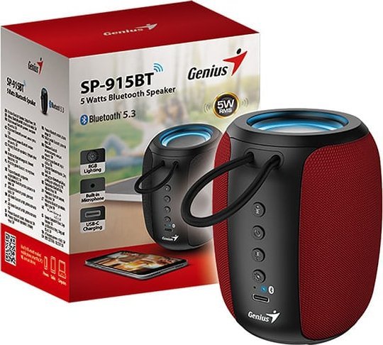 Altoparlant Bluetooth Genius SP-915BT, True Wireless Stereo, IPX4, i kuq