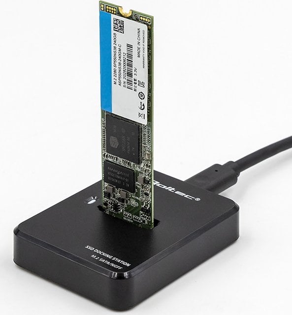 Doking stacion Qoltec për SSD M.2 SATA NGFF, USB 3.1, i zi