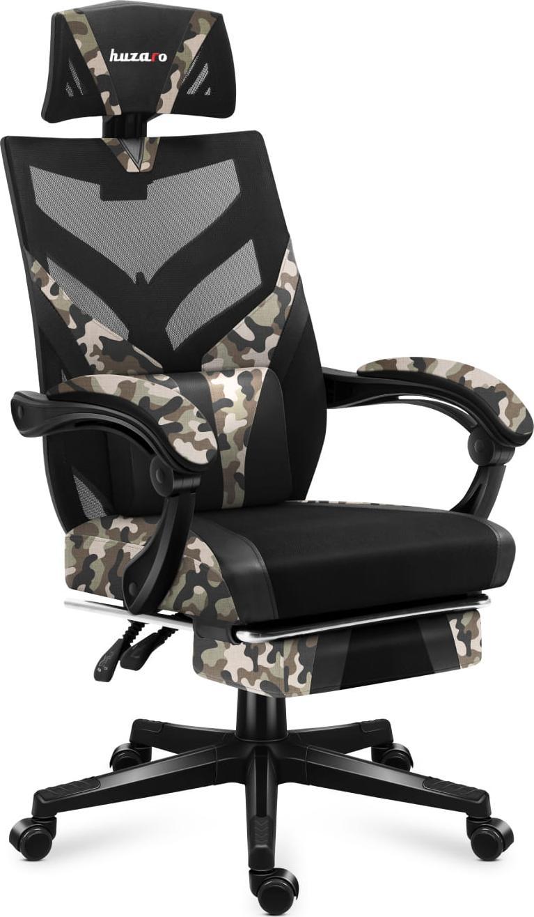 Karrige gaming Huzaro Combat 5.0 Camo, mekanizëm lëkundës, mbështetëse këmbësh, kamuflazh e zezë