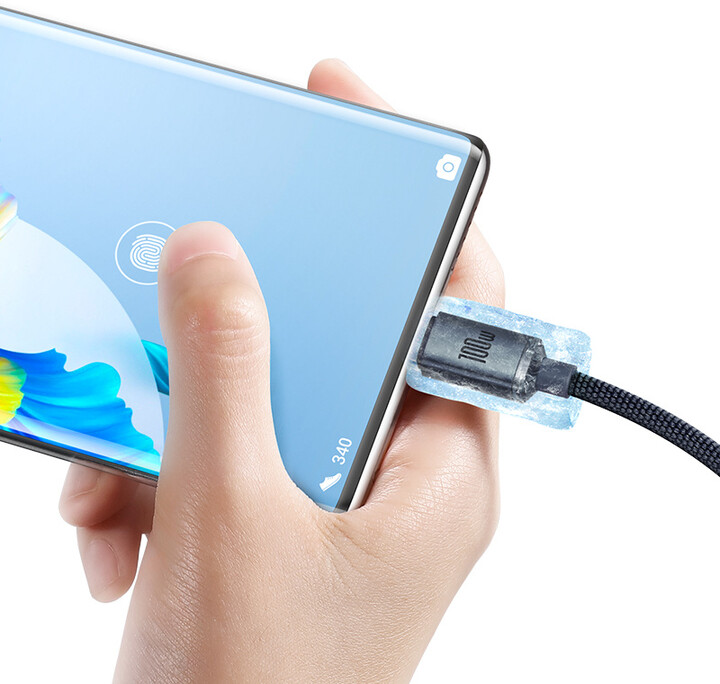 Kabllo karikimi / të dhënash Baseus Crystal Shine Series USB-A - USB-C, 100W, 1.2m, e zezë