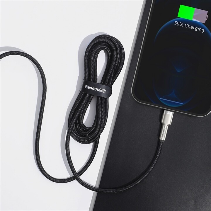 BASEUS кабел Cafule Series, USB-C - Lightning, M/M, полнење, податоци, 20W, 2m, црна