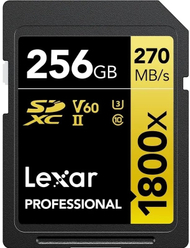 Kartë SD Lexar Professional 1800x SDXC, 256GB, UHS-II, Gold