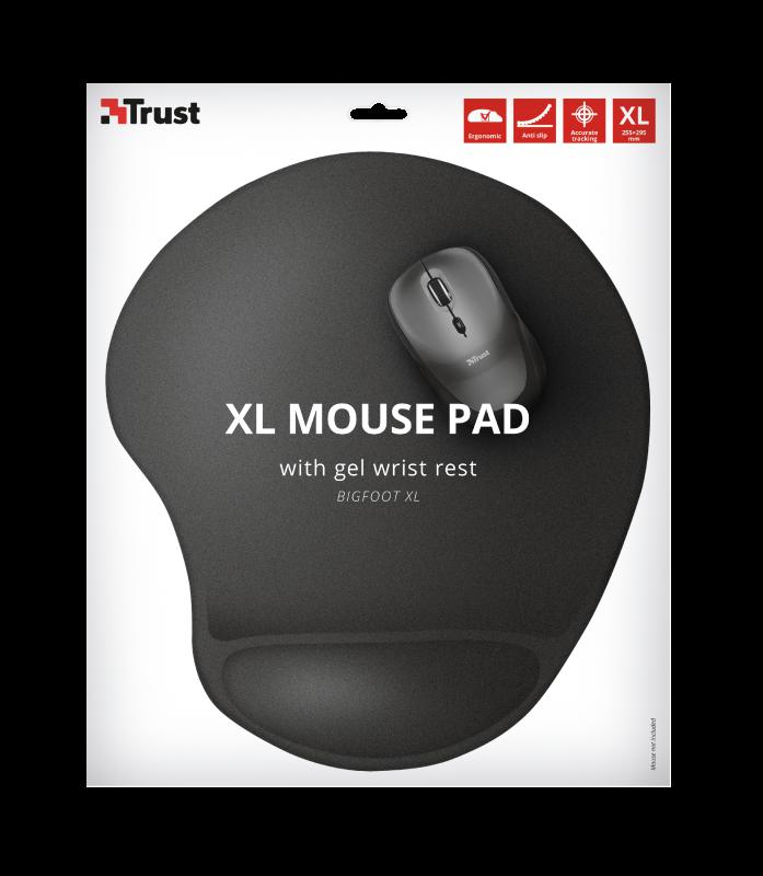 Mousepad Trust BigFoot XL 23728, ergonomik, me mbështetëse xheli, i zi