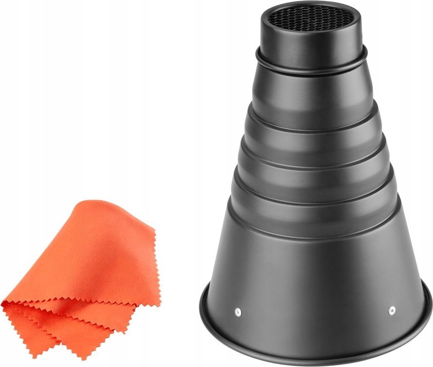 Aksesor ndriçimi Jinbei Conical Snoot, me grilë honeycomb, montim Bowens, i zi