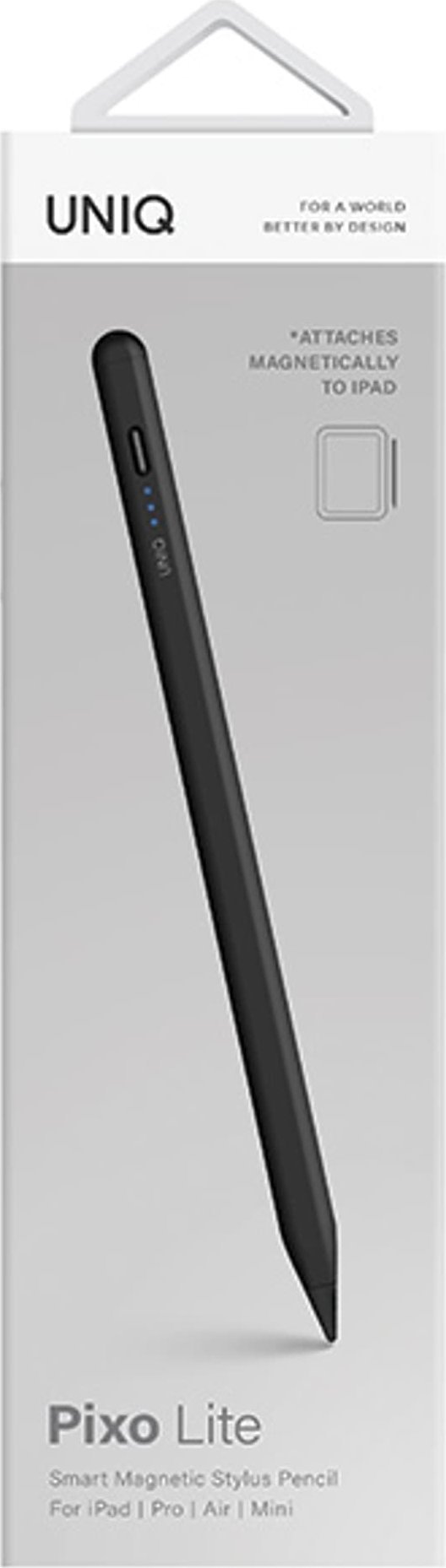 Stilolaps dixhital Uniq Pixo Lite, magnetic stylus për iPad, USB C, i zi grafit