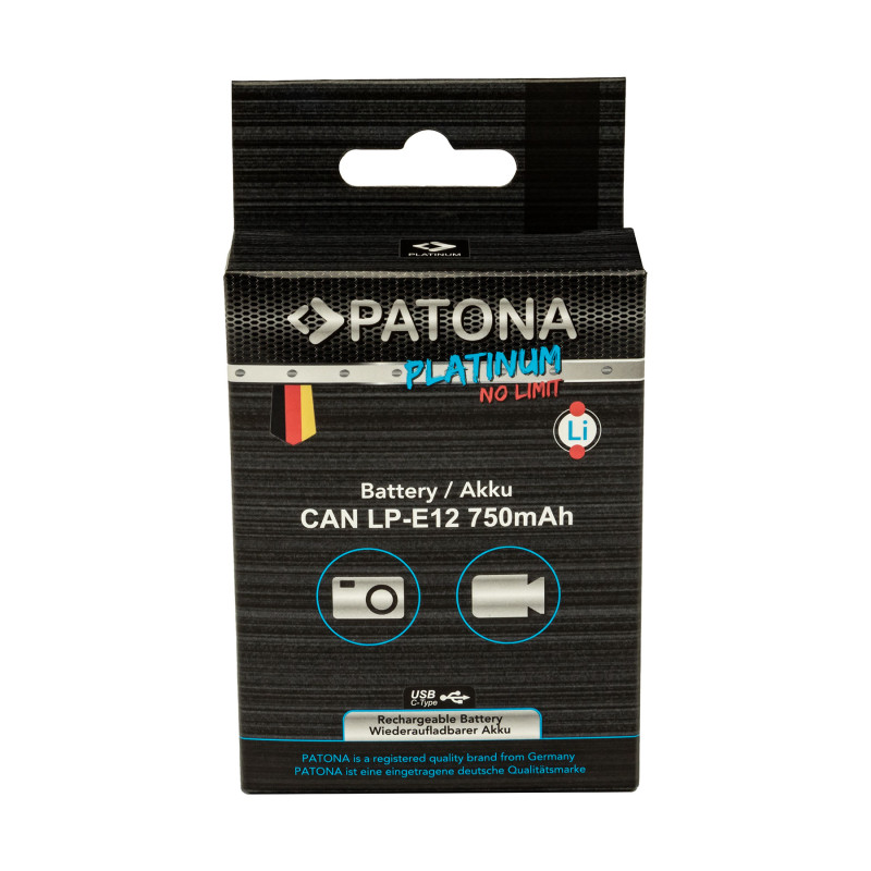 Bateri PATONA Platinum me hyrje USB-C për Canon LP-E12