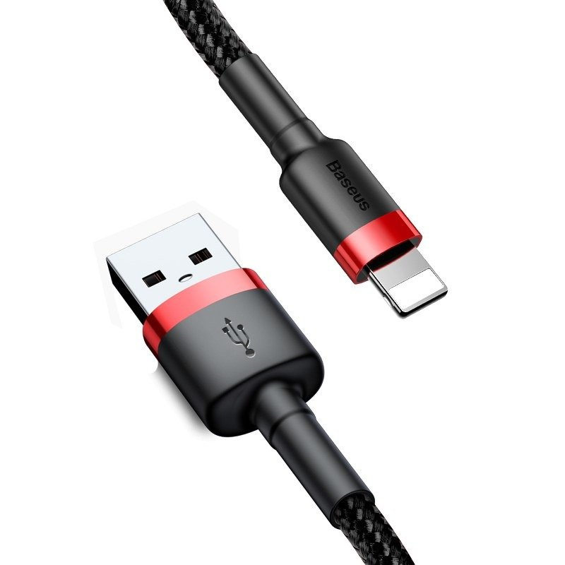 Kabllo USB Baseus Cafule, USB A në Lightning, 1 m, 2.4A, e zezë e kuqe