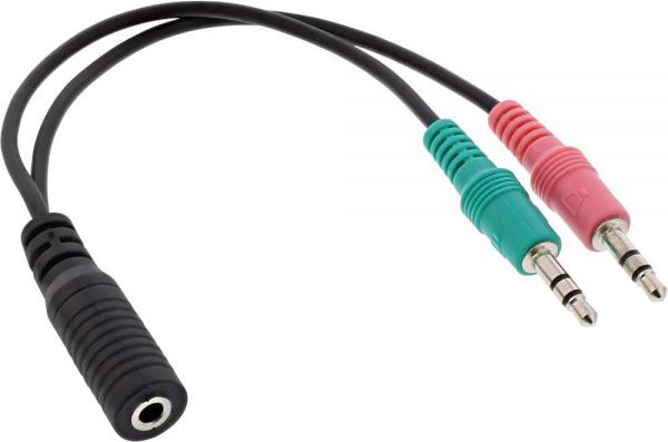 Kabllo adapter audio InLine 99312I, Jack 3.5mm në 2x Jack 3.5mm, 0.15m, i zi