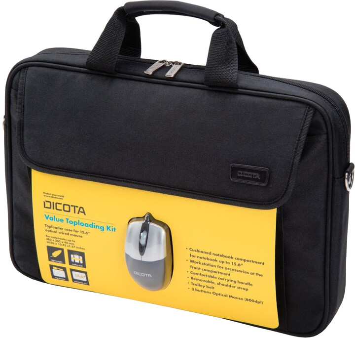 Çantë Dicota Value Toploading Kit për laptop 15.6", e zezë
