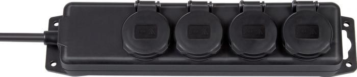 Kabllo zgjatëse Brennenstuhl, 4x priza, me mbrojtje nga shkarkimet elektrike, 2m, e zezë