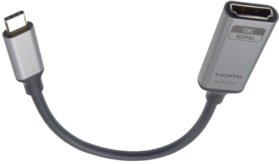 Adapter USB C në HDMI PremiumCord, 8K 60Hz, kabllo 20 cm, gri alumini