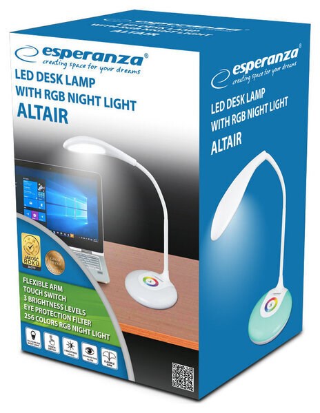 Lampë tavoline Esperanza ELD102, LED, RGB, e bardhë