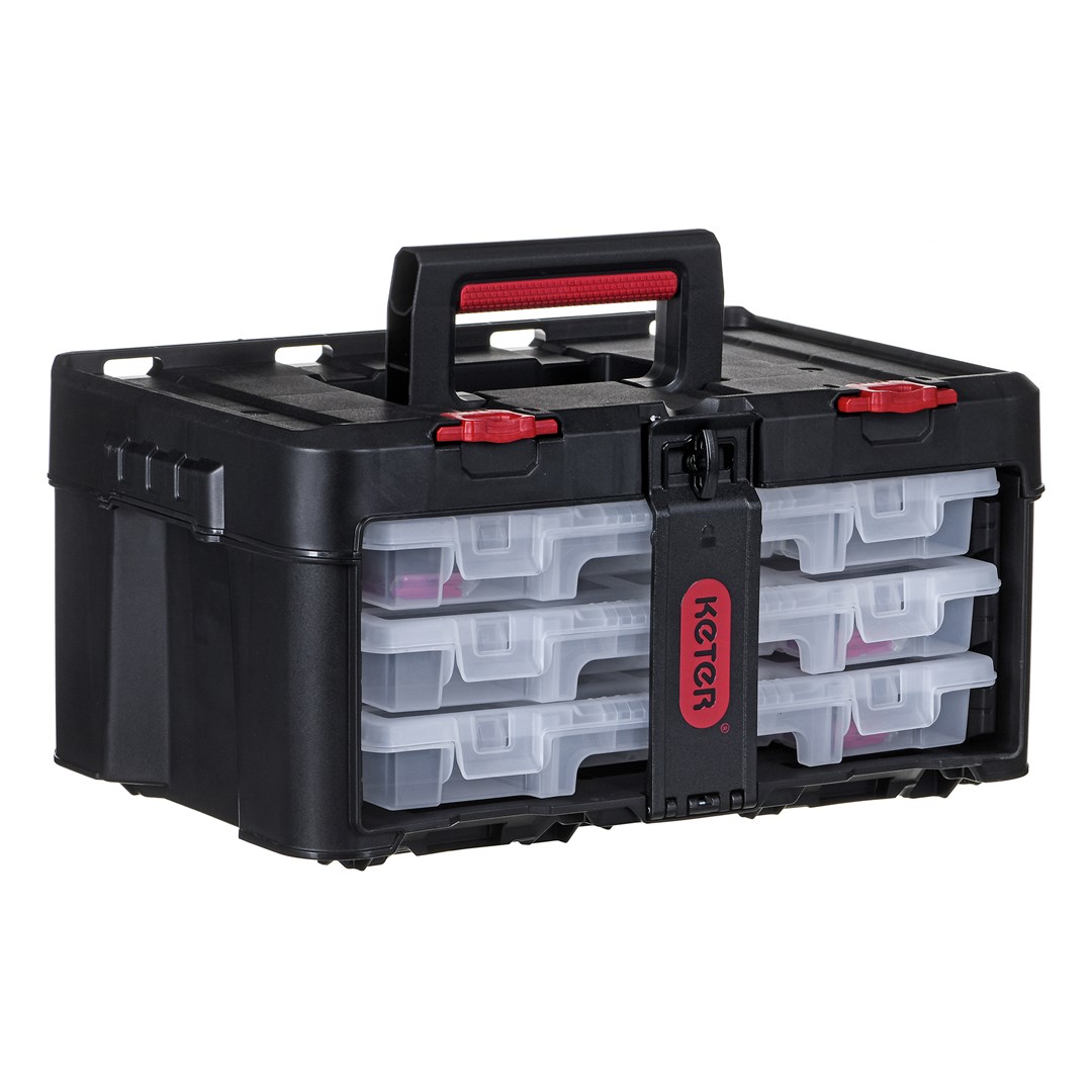Kuti veglash Keter Stack’N’Roll Tool Box, sistem modular, 3 organizues, gri