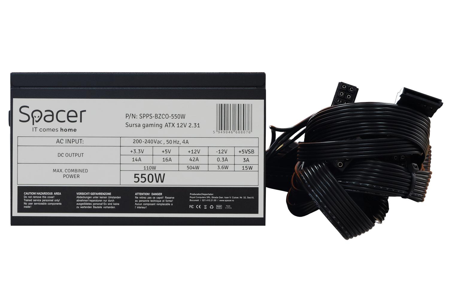 Furnizues energjie Spacer BZCO-550 SPPS-BZCO-550, 550W, 80+ Bronze, ATX