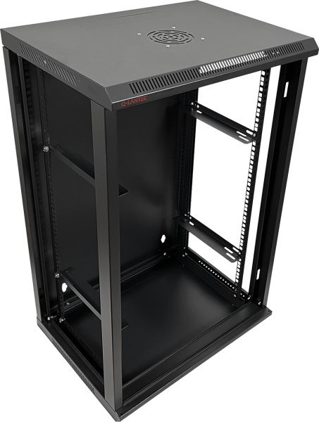 Kabinet muror rrjeti Q-LANTEC 19" 18U, 600x450, derë xhami, i zi