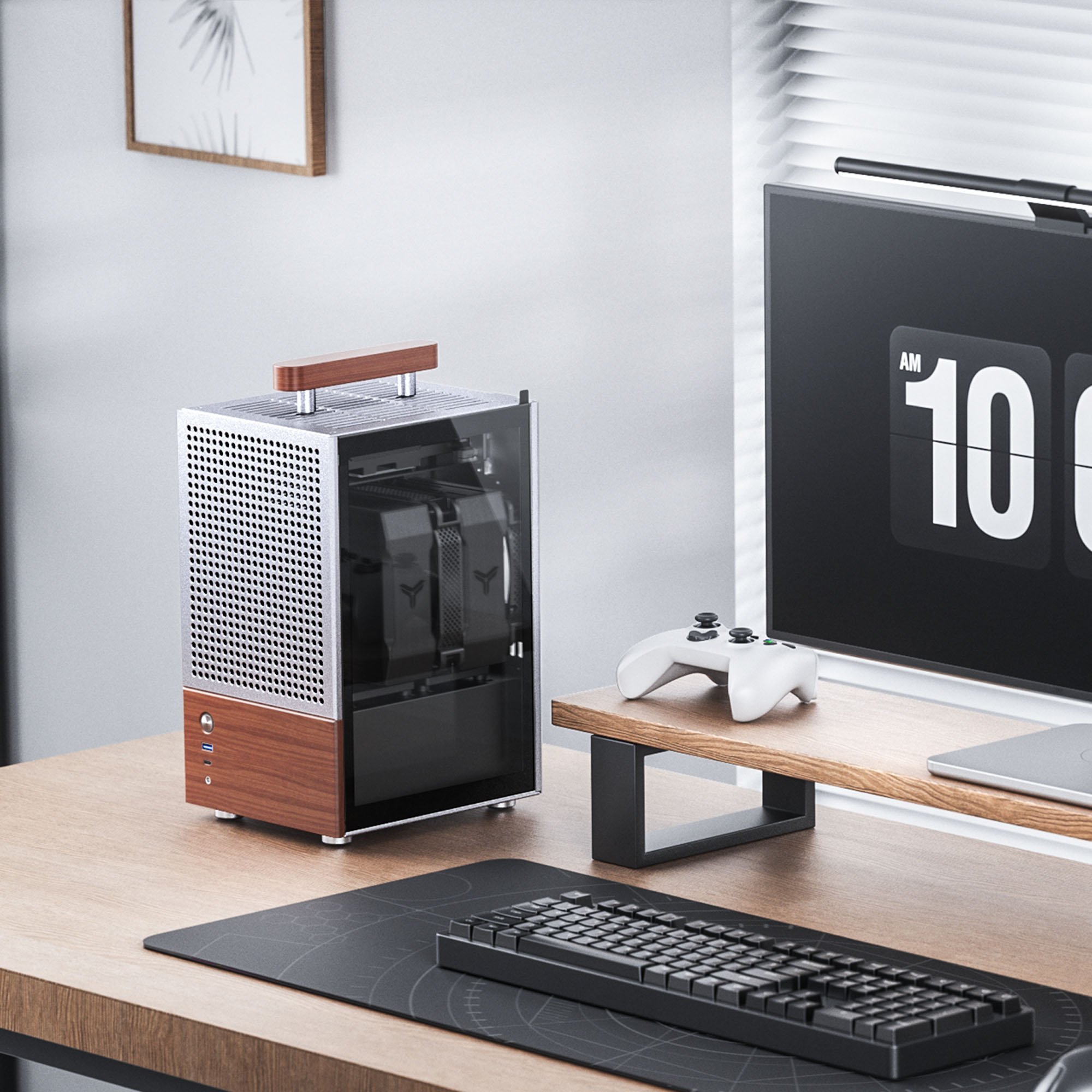Kasa kompjuterike Jonsbo T6 Mini ITX, 13.7L, panel xhami i temperuar, argjend