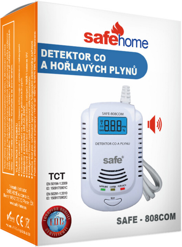 Detektor i kombinuar i monoksidit të karbonit dhe gazit eksploziv SAFE 808 COM, ekran LCD